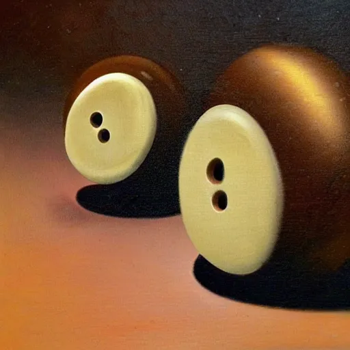 Prompt: two happy buttons, painted by Dali