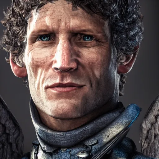 Prompt: todd howard as a valkyrie, realistic portrait, 8 k