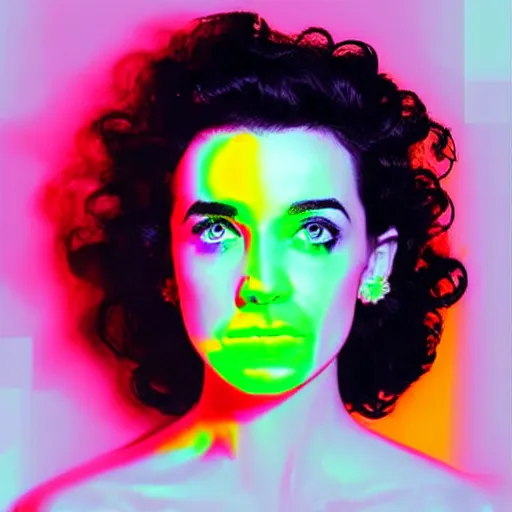 Image similar to “annie clark (st vincent), beautiful digital art portrait in neon”