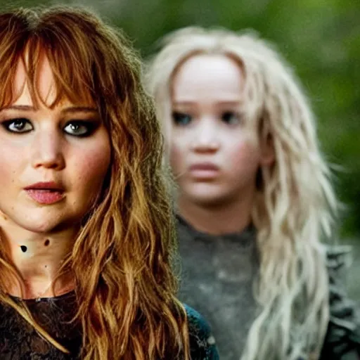 Prompt: promo photo of Jennifer Lawrence starring as Elize Scissors in a 2029 remake of Edward Scissorhands