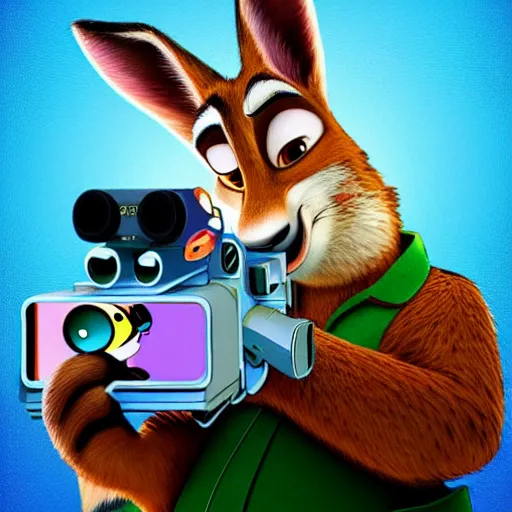 Image similar to “portrait of a cartoon animal, zootopia movie style, pointing a laser gun at the camera, digital art, 4k, award winning”