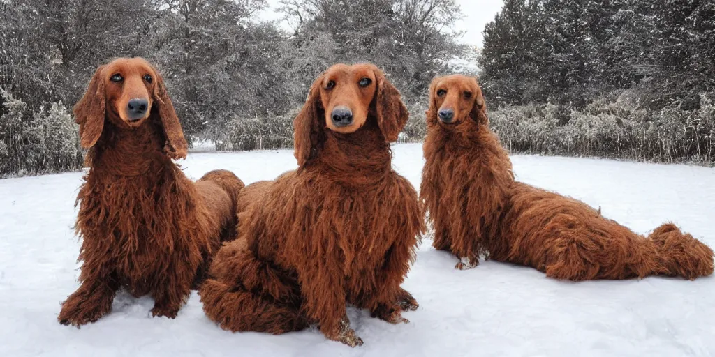 Image similar to Giant woolly dachshunds, in snow