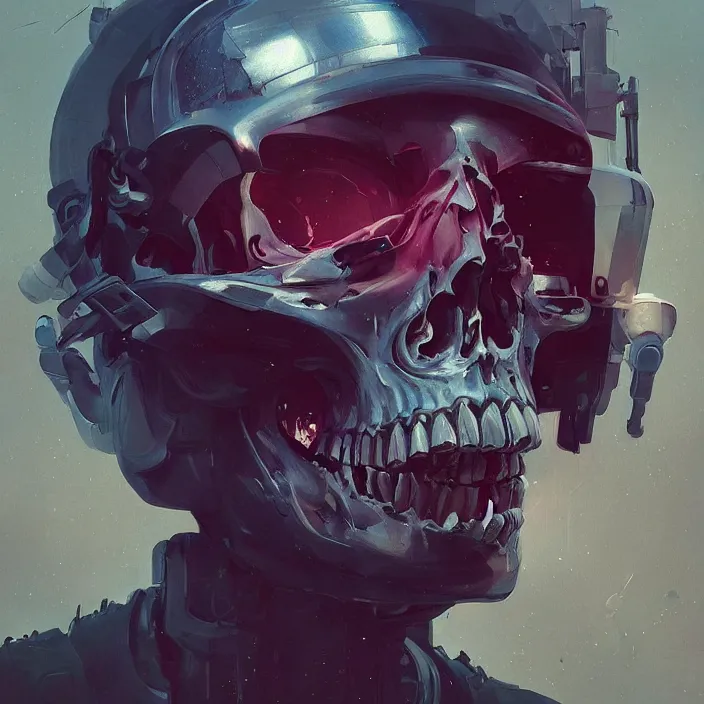 Image similar to a beautiful painting of a cyberpunk skull by sergey kolesov and pascal blanche and rhads and tony skeor. in style of film noir illustration, symmetry, sci fi, hyper detailed. octane render. trending on artstation