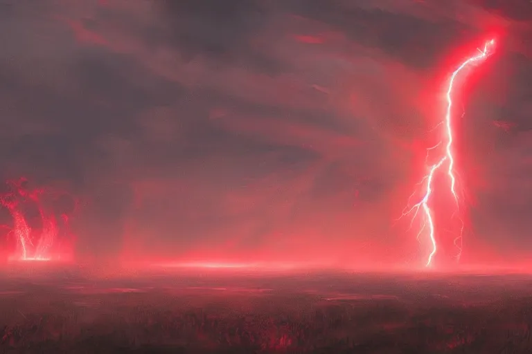 Prompt: photo of monstrous tornado, night, backlit, red sprites, hyperdetailed, artstation
