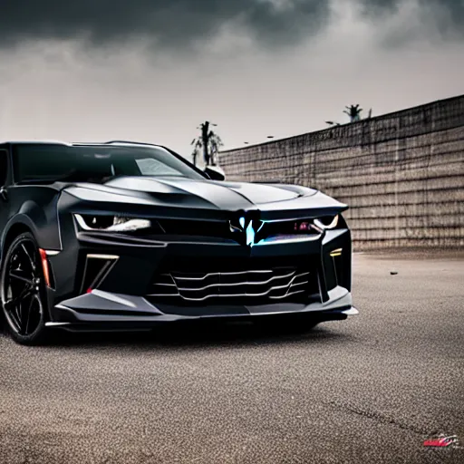 Image similar to Black Chevrolet Camaro LT in Jakarta, Ashpalt 9, Professional Photography, Promotional Photo, 4K