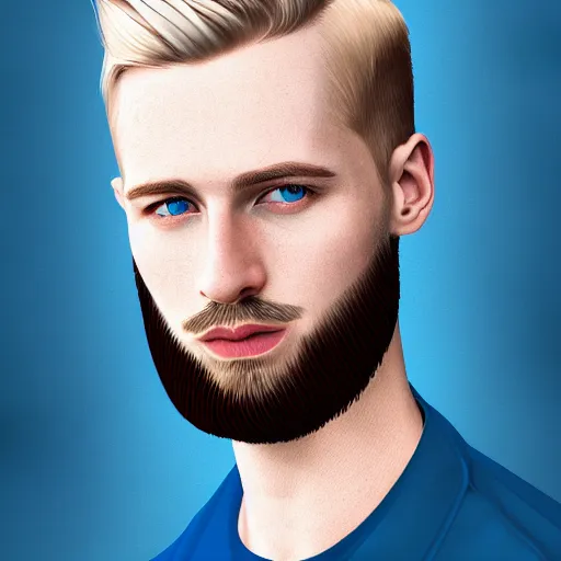 Image similar to A portrait of a british man, digital painting man with short blond hair and a short beard, blue eyes, pale skin, English heritage, digital art, styized, head shot, 8k