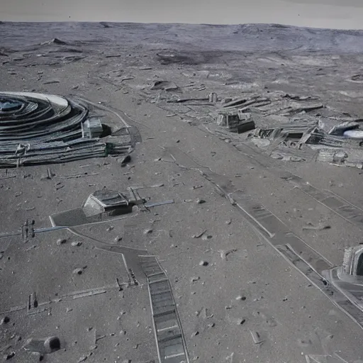 Image similar to moonwalker photo, city street on the moon, a detailed image of a future norilsk base, moon landscape