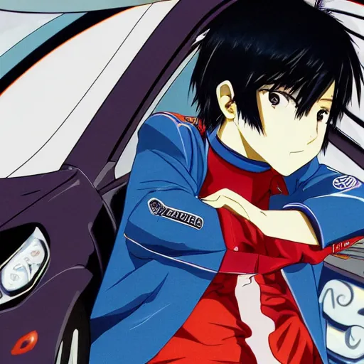 closeup of a high definition anime guy with short dark