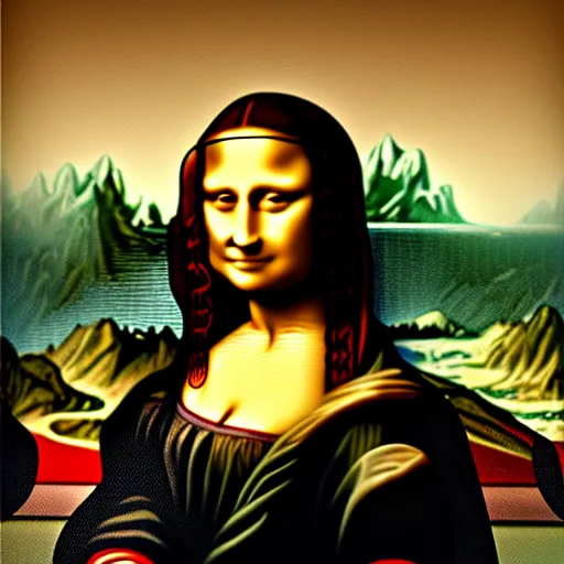 Image similar to cyborg Mona Lisa