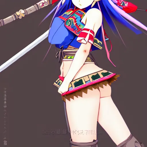 Image similar to a beautiful boyish zelda alluring gravure model, wearing japanese mayan street fashion school girl outfit with mayan pattern and native style, aztec street fashion, jrpg armor, perfect anime face, gapmoe yandere grimdark, trending on pixiv fanbox, painted by greg rutkowski makoto shinkai takashi takeuchi studio ghibli, akihiko yoshida