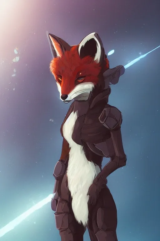 Image similar to a fox fursona, trending on artstation, by kawacy, furry art, digital art, cyberpunk, high quality, backlighting