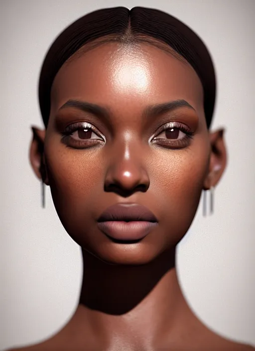 Prompt: beautiful female portrait, brown skin, composite, attractive facial features, mist, intricate, symmetrical!!, makeup, maybelline, depth of field, cinematic, filmic, vsco, concept art, artstation, digital painting, elegant, model, gorgeous, vray, cinema 4 d, octane render, ambient occlusion, prism lights