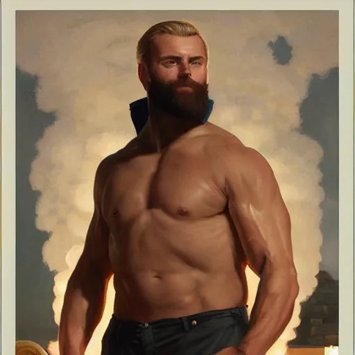 Prompt: the ultimate gigachad, incredibly muscular joe biden, joe biden with chiseled jawline, trending on /r/moreplatesmoredates, oil on canvas artstation by J. C. Leyendecker and Edmund Blair Leighton and Charlie Bowater octane render