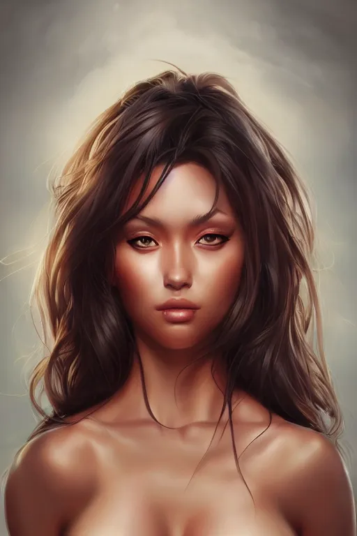 Prompt: Tanned beauty portrait by Artgerm and WLOP, Pixiv