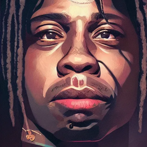 Prompt: A detailed portrait of Lil Wayne by Ilya Kuvshinov, Greg Rutkowski and Makoto Shinkai