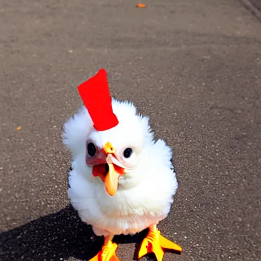 Image similar to cute baby chicken dressed as an inmate