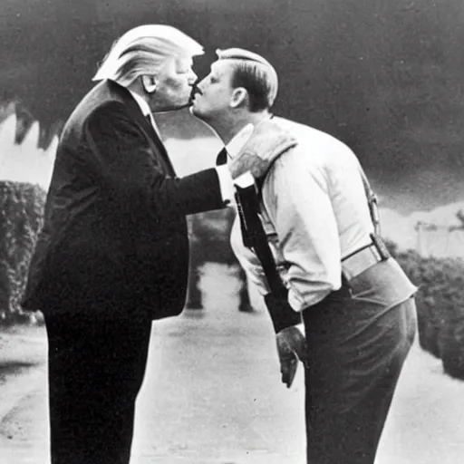 Image similar to still of donald trump kissing adolf hitler