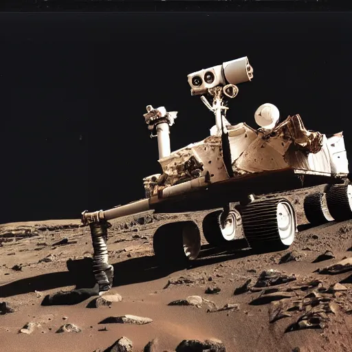 Prompt: a photo of carl sagan with the mars rover, 3 5 mm, highly detailed face, high quality, award winning photo