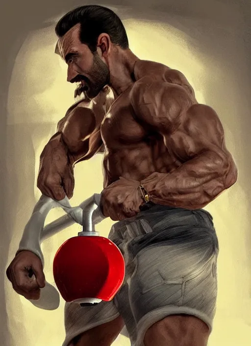 Prompt: gigachad luigi holding a plunger by ilya kuvshinov, bodybuilder ernest khalimov, super mario bros symmetrical face concept art, hyper realistic, intricate, elegent, highly detailed, digital painting, concept art, smooth, sharp, focus, illustration, art by artgerm and greg rutkowski and alphonse mucha, artstation