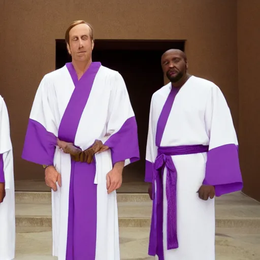 Prompt: better call saul but among the court of kings in white and purple robes