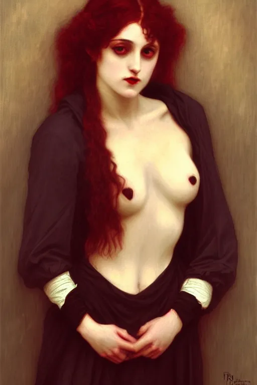 Image similar to victorian vampire, painting by rossetti bouguereau, detailed art, artstation