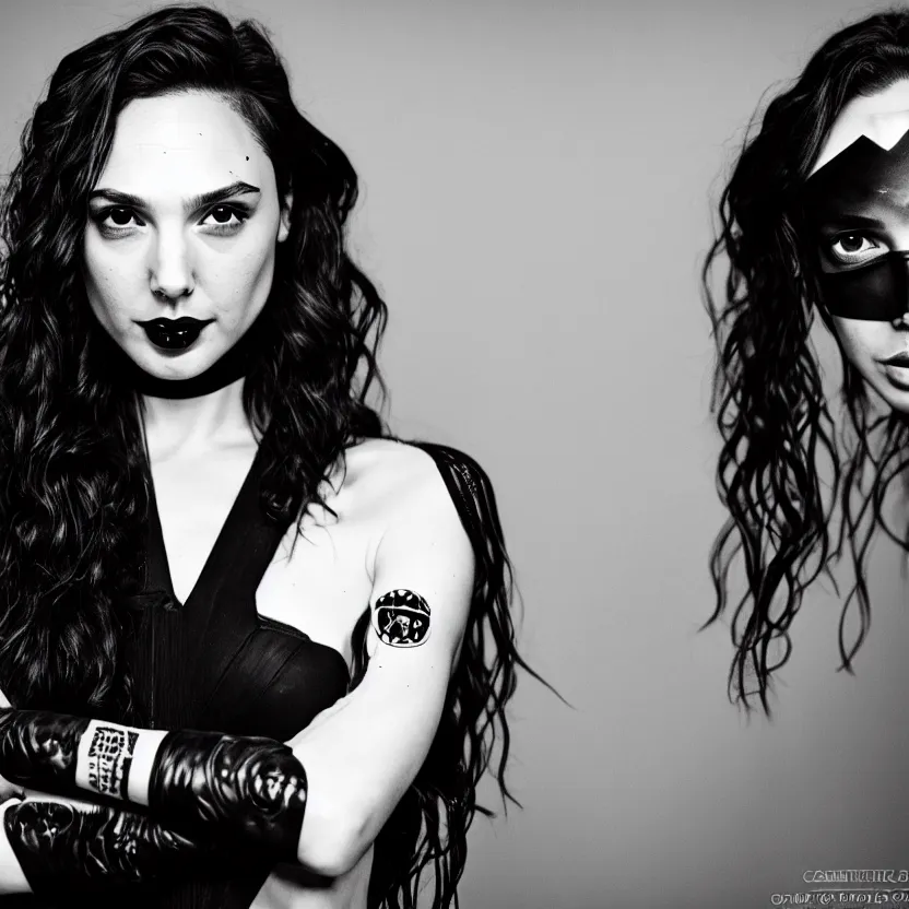 Image similar to gal gadot as a goth girl, canon 3 5 mm portrait photography