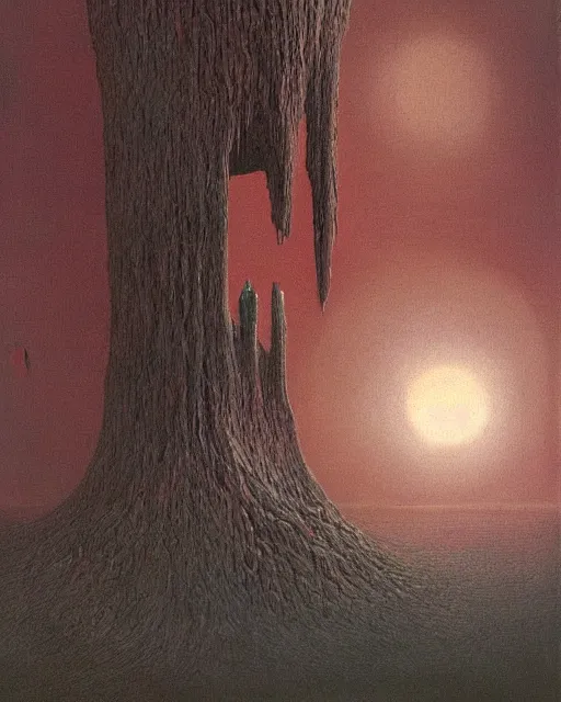 Image similar to the creature at the end of the universe, painted by zdzislaw beksinski