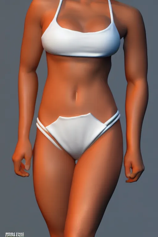 Image similar to full body 3 d render of individual bikini model as a funko pop!, studio lighting, white background, single body, no shadow, blender, trending on artstation, 8 k, highly detailed