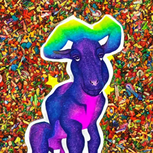 Image similar to rainbow cosmic goat