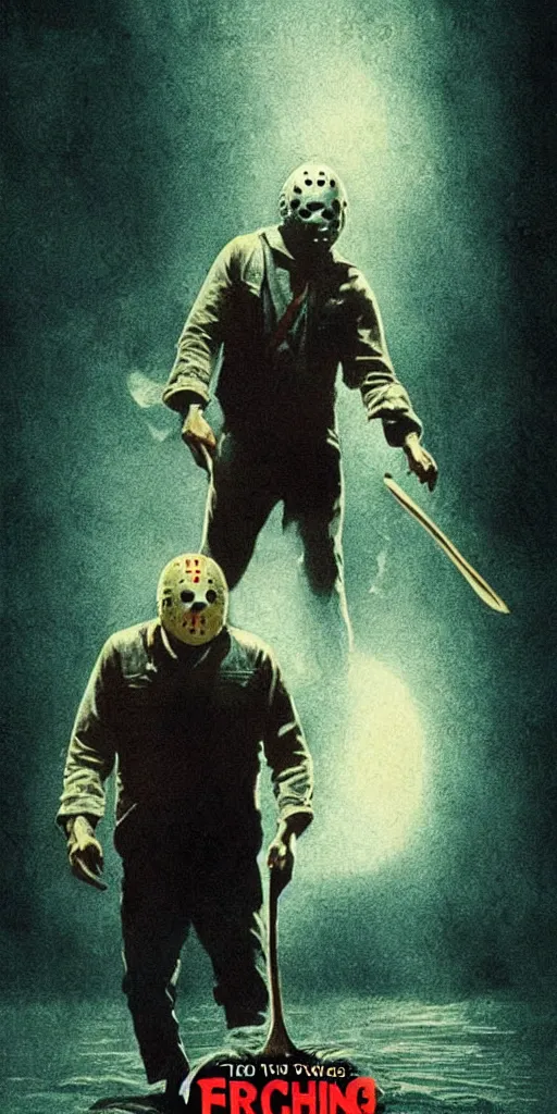 Image similar to vintage friday the 1 3 th movie poster, cinematic lighting, vivid vintage coloring