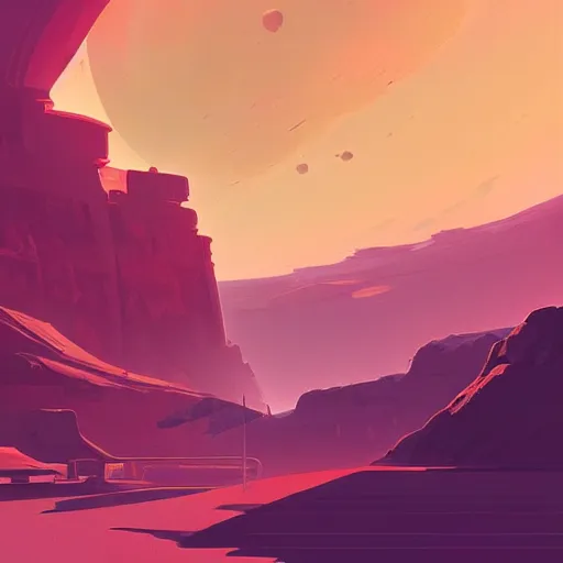 Image similar to vector minimalist mars settlement, loftis, cory behance hd by jesper ejsing, by rhads, makoto shinkai and lois van baarle, ilya kuvshinov, rossdraws global illumination