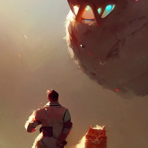 Image similar to 👨‍🚀🐈, digital Art, Greg rutkowski, Trending artstation,cinematographic