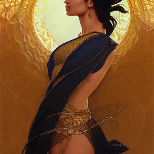 Image similar to Shanina Shaik as a greek goddess, intricate, elegant, highly detailed, digital painting, artstation, concept art, smooth, sharp focus, illustration, art by artgerm and greg rutkowski and alphonse mucha