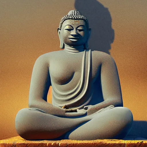 Image similar to contented peaceful nigerian!! buddha, praying meditating, in a scenic environment, detailed, golden hour, realism, artstation trending, digital art