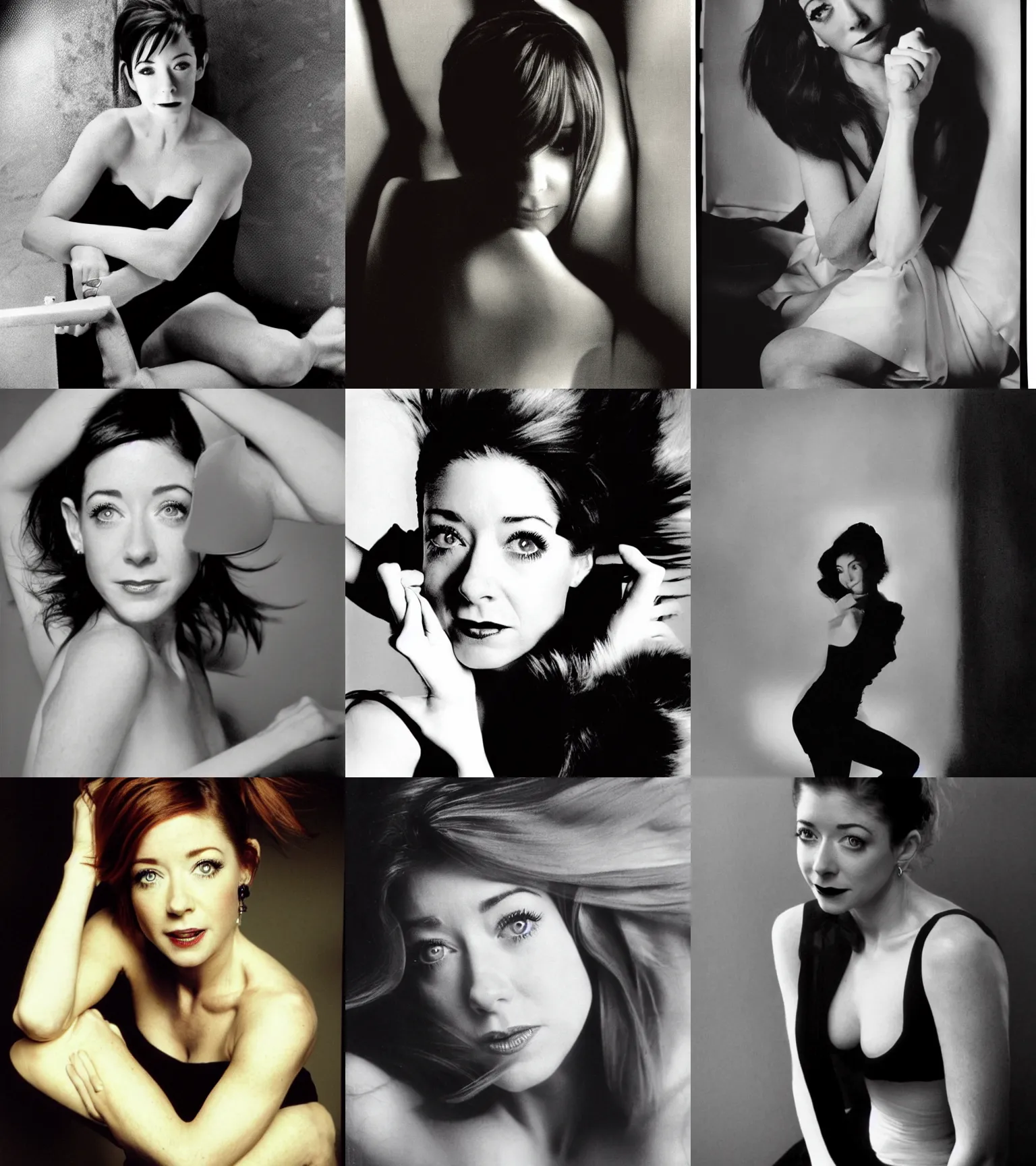 Prompt: beautiful pohoto of Alyson Hannigan by Lillian Bassman