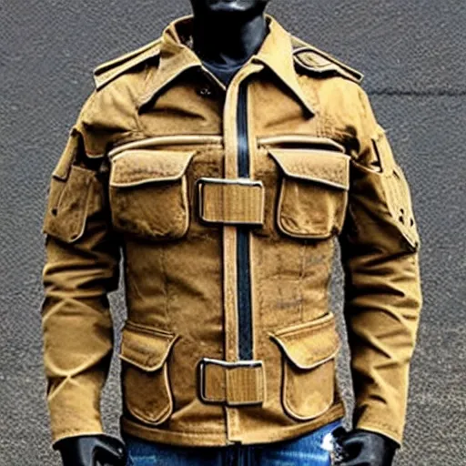 Image similar to cargo buckskin jacket buckskin tactical toolbelt pockets bandolier