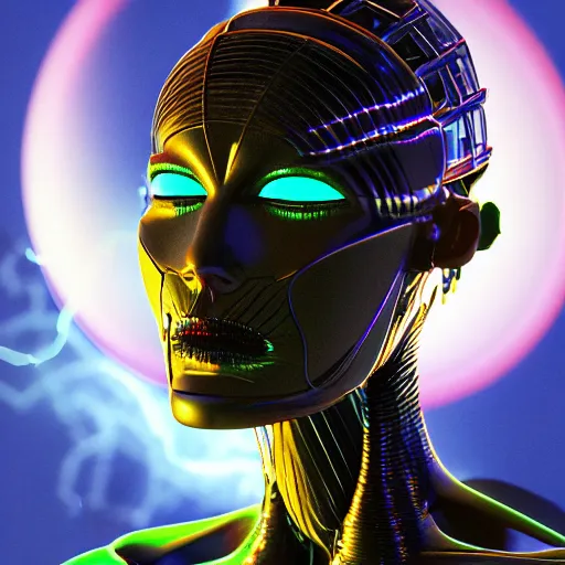 Prompt: sleek highly evolved nubile borg queen hybrid being possessed by the machine spirit, artists mœbius and beryl cook, high contrast cinematic light, mystical shadows, sharp focus, octane render
