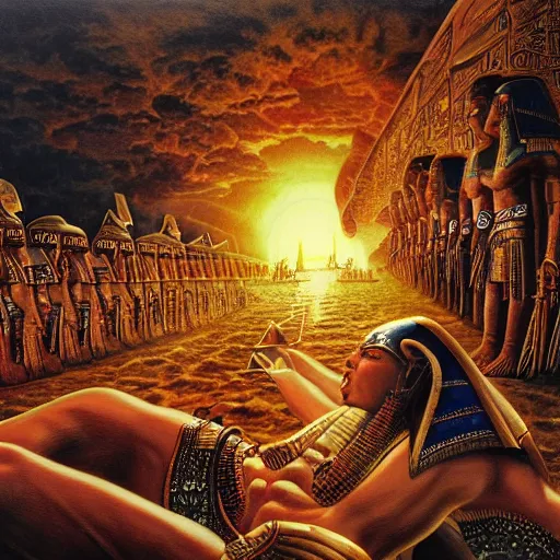 Image similar to epic masterpiece excruciating death of Egyptian sun god Ken Kelly, photorealistic, cinematic, fantastic reality, detailed, intricate dramatic lighting, establishing shot, 8k resolution – W 1024