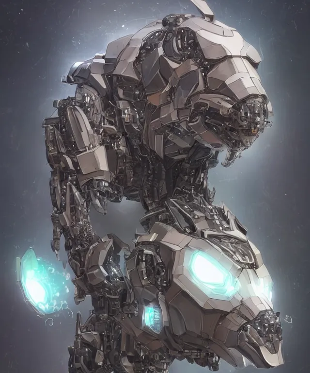 Image similar to an anthropomorphic rhinoceros portrait wearing a part cybernetic body, surrealism , scifi, intricate mecha armor, elegant, highly detailed cybernetic body, neon glowing eyes, digital painting, artstation, concept art, smooth, sharp focus, illustration, art by Artgerm and moebius and Peter Mohrbacher