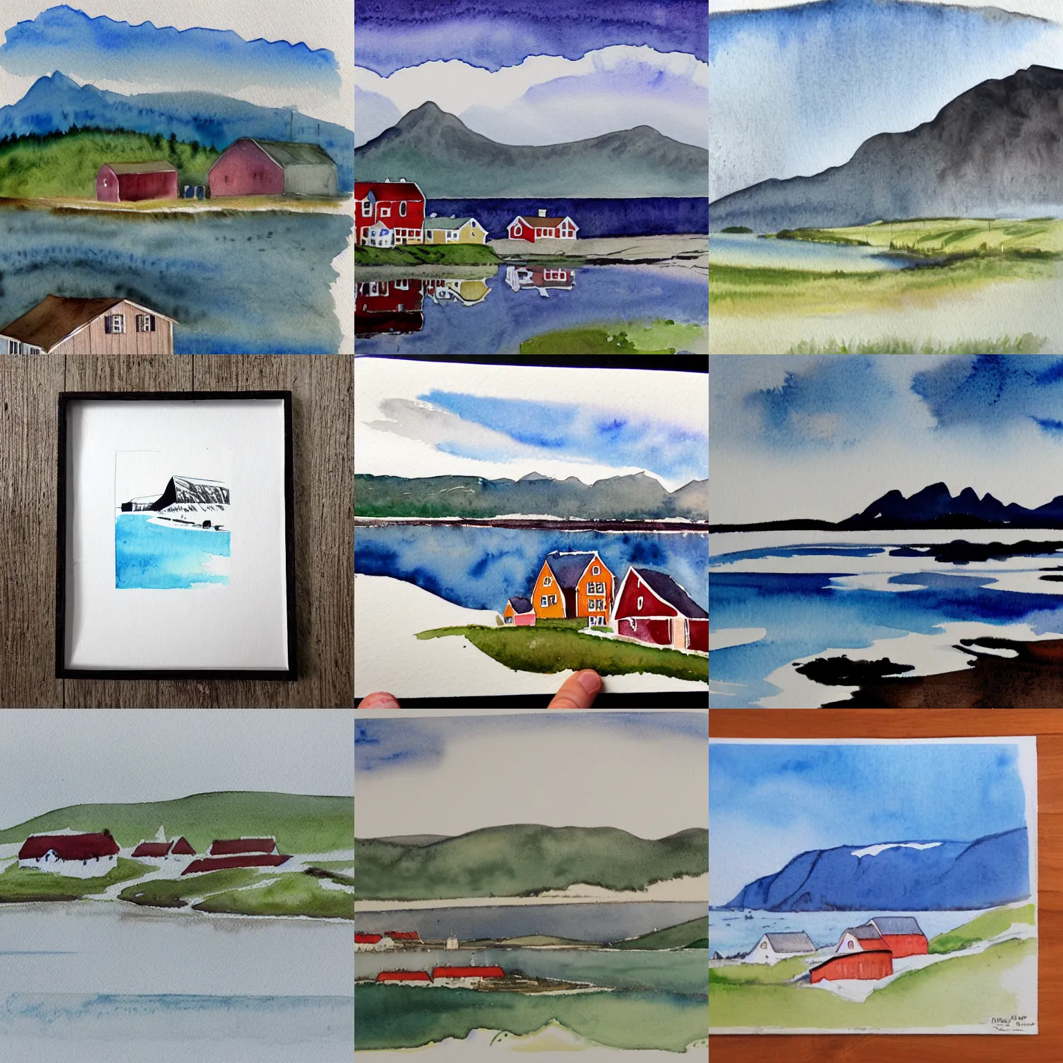 Prompt: simple watercolor painting of finnmark,