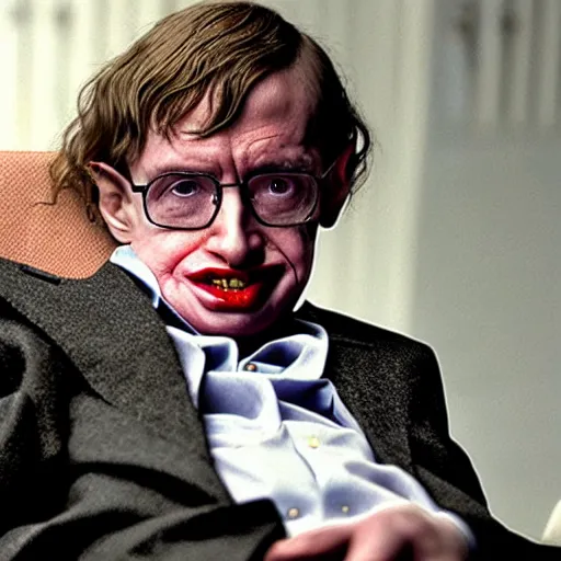 Image similar to stephen hawking as the joker, in the movie'the joker'