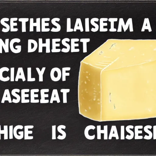 Prompt: sign about the dangers of eating cheese, psa, warning, highly detailed, high quality, high resolution