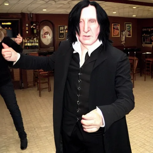 Image similar to Severus Snape dances in a bar, realistic, full body, very detailed, super realistic