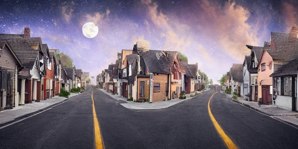 Image similar to a street with houses on the moon