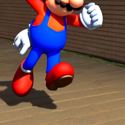 Image similar to a 3 d render of mario wearing a sonic suit