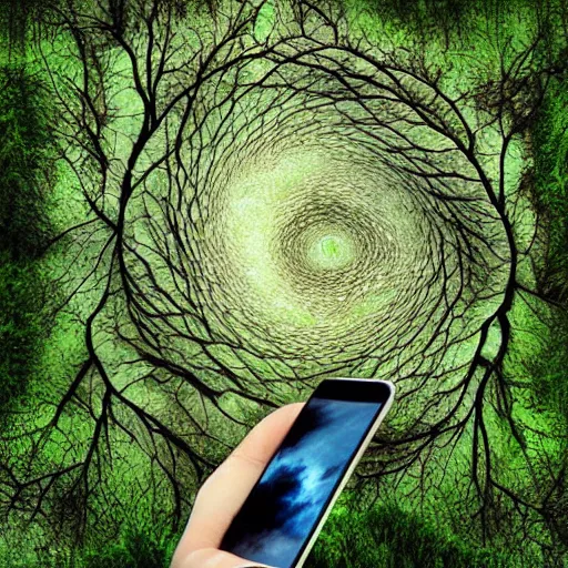 Prompt: a picture of nature merged with electronic devices, art on deviantart