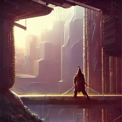 Image similar to cyberpunk viking by david a hardy, noriyoshi ohrai, gary ruddell, greg rutkowski highly detailed, cinematic composition, trending on artstation