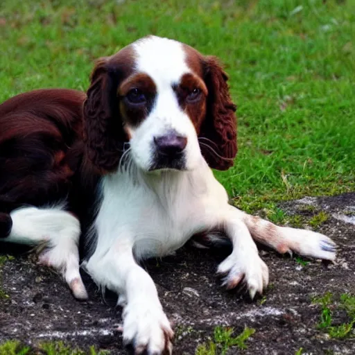 Image similar to a young springer spaniel dog with an old one