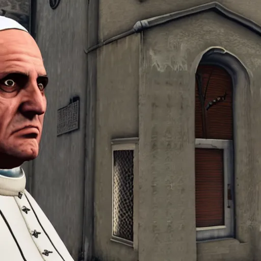 Image similar to the pope as a game character in gta 5, game graphics, game screenshot
