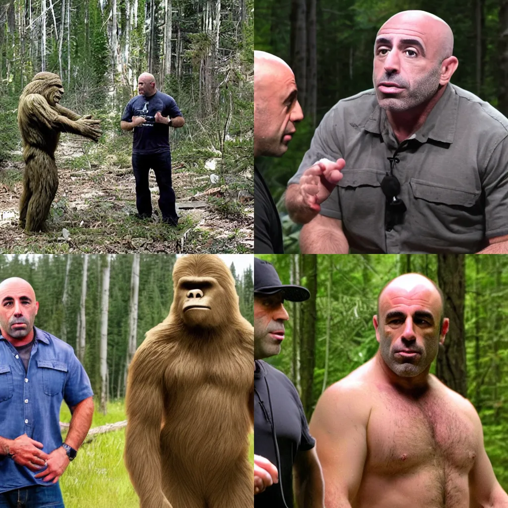 Prompt: Joe Rogan interviewing Bigfoot